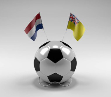 Hollanda - Niue Futbol Bayrakları, Beyaz Arkaplan - 3D Render
