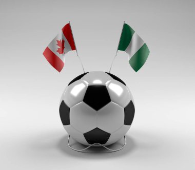 Kanada - Nijerya Futbol Bayrakları, Beyaz Arkaplan - 3D Render