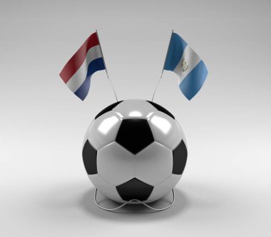 Hollanda - Guatemala Futbol Bayrakları, Beyaz Arkaplan - 3D Render