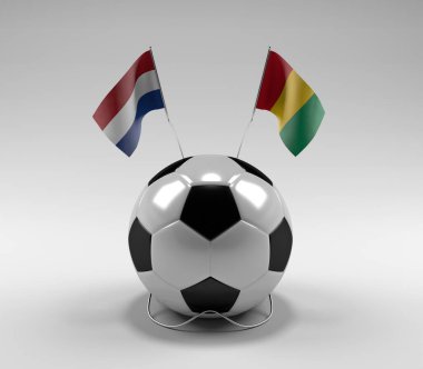 Hollanda - Gine Futbol Bayrakları, Beyaz Arkaplan - 3D Render