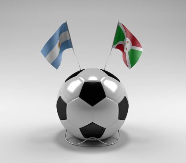 Arjantin - Burundi Futbol Bayrakları, Beyaz Arkaplan - 3D Render