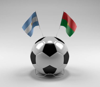 Arjantin - Burkina-Faso Futbol Bayrakları, Beyaz Arkaplan - 3D Render