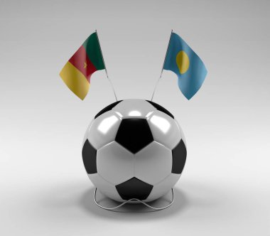 Kamerun - Palau Futbol Bayrakları, Beyaz Arkaplan - 3D Render