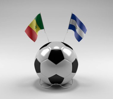 Senegal - El-Salvador Futbol Bayrakları, Beyaz Arkaplan - 3D Render