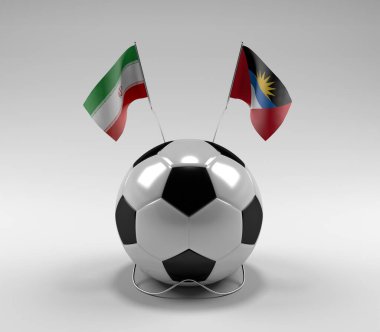 İran - Antigua ve Barbuda Futbol Bayrakları, Beyaz Arkaplan - 3D Render