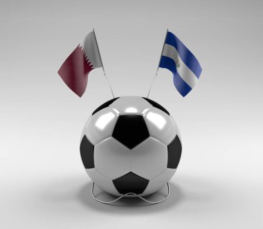 Katar - El-Salvador Futbol Bayrakları, Beyaz Arkaplan - 3D Render