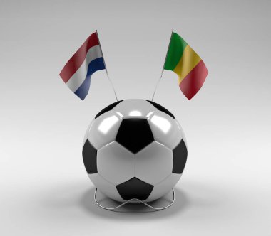 Hollanda - Mali Futbol Bayrakları, Beyaz Arkaplan - 3D Render