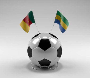 Kamera - Gabon Futbol Bayrakları, Beyaz Arkaplan - 3D Render