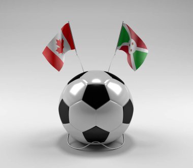 Kanada - Burundi Futbol Bayrakları, Beyaz Arkaplan - 3D Render