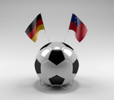 Almanya - Samoa Futbol Bayrakları, Beyaz Arkaplan - 3D Render