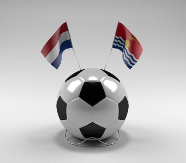 Hollanda - Kiribati Futbol Bayrakları, Beyaz Arkaplan - 3D Render