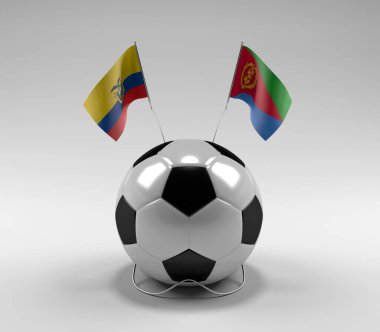 Ekvador - Eritre Futbol Bayrakları, Beyaz Arkaplan - 3D Render