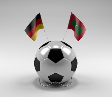 Almanya - Maldivler Futbol Bayrakları, Beyaz Arkaplan - 3D Render
