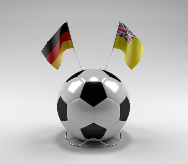 Almanya - Niue Futbol Bayrakları, Beyaz Arkaplan - 3D Render