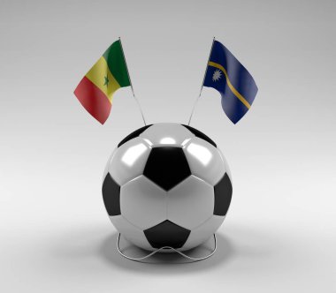 Senegal - Nauru Futbol Bayrakları, Beyaz Arkaplan - 3D Render
