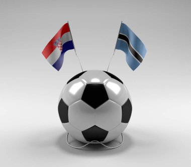Hırvatistan - Botswana Futbol Bayrakları, Beyaz Arkaplan - 3D Render