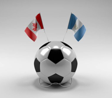 Kanada - Guatemala Futbol Bayrakları, Beyaz Arkaplan - 3D Render