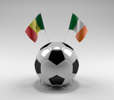 Senegal - İrlanda Futbol Bayrakları, Beyaz Arkaplan - 3D Render