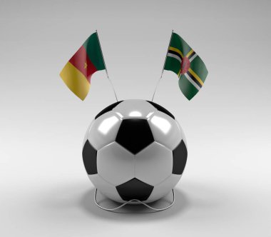 Kamerun - Dominica Futbol Bayrakları, Beyaz Arkaplan - 3D Render