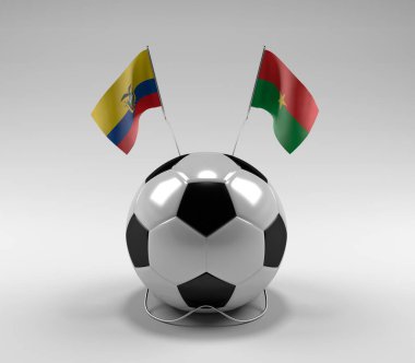 Ekvador - Burkina-Faso Futbol Bayrakları, Beyaz Arkaplan - 3D Render