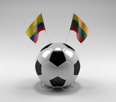 Ekvador - Litvanya Futbol Bayrakları, Beyaz Arkaplan - 3D Render