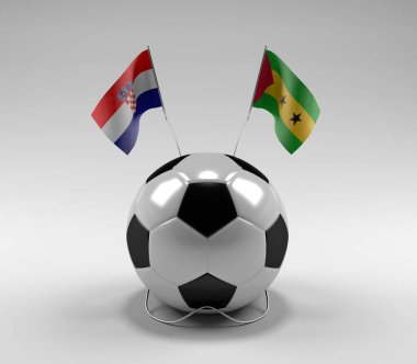Hırvatistan - Sao-Tome-Principe Futbol Bayrakları, Beyaz Arkaplan - 3D Render