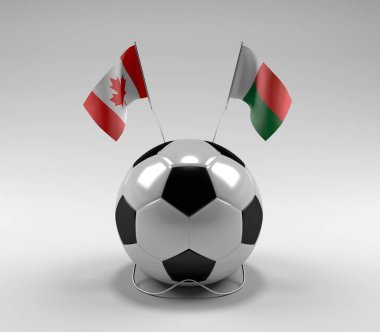 Kanada - Madagaskar Futbol Bayrakları, Beyaz Arkaplan - 3D Render