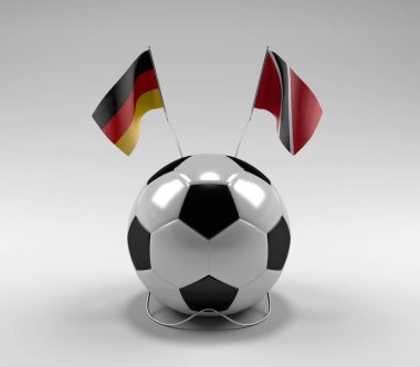 Almanya - Trinidad ve Tobago Futbol Bayrakları, Beyaz Arkaplan - 3D Render