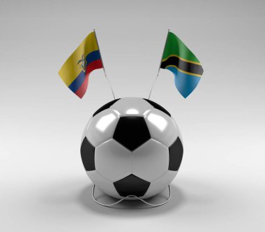 Ekvador - Tanzanya Futbol Bayrakları, Beyaz Arkaplan - 3D Render