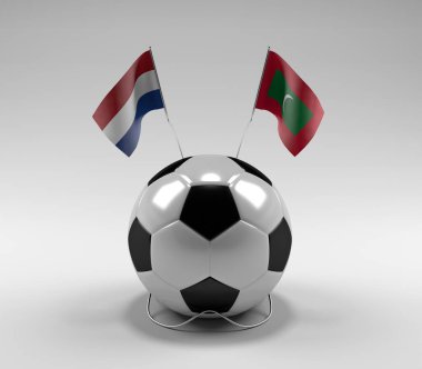 Hollanda - Maldivler Futbol Bayrakları, Beyaz Arkaplan - 3D Render