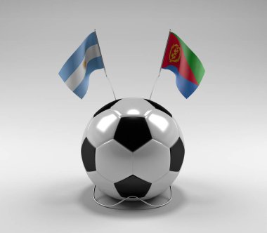 Arjantin - Eritre Futbol Bayrakları, Beyaz Arkaplan - 3D Render
