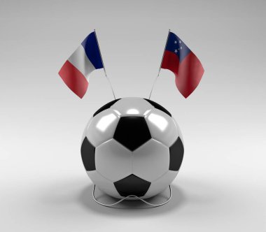 Fransa - Samoa Futbol Bayrakları, Beyaz Arkaplan - 3D Render