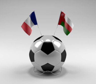 Fransa - Umman Futbol Bayrakları, Beyaz Arkaplan - 3D Render