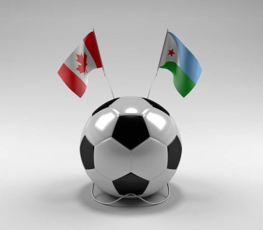 Kanada - Cibuti Futbol Bayrakları, Beyaz Arkaplan - 3D Render