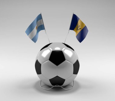 Arjantin - Barbados Futbol Bayrakları, Beyaz Arkaplan - 3D Render