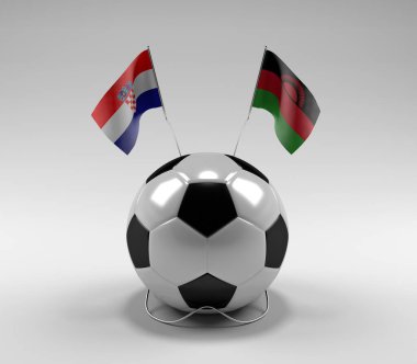 Hırvatistan - Malavi Futbol Bayrakları, Beyaz Arkaplan - 3D Render