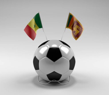 Senegal - Sri-Lanka Futbol Bayrakları, Beyaz Arkaplan - 3D Render
