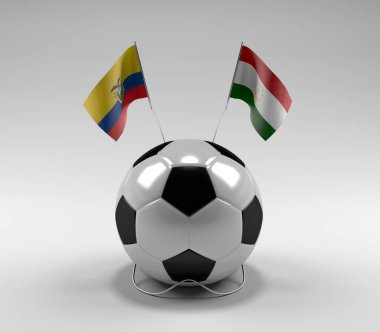 Ekvador - Tacikistan Futbol Bayrakları, Beyaz Arkaplan - 3D Render