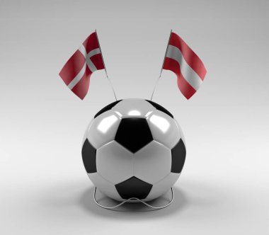 Danimarka - Avusturya Futbol Bayrakları, Beyaz Arkaplan - 3D Render