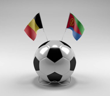 Belçika - Eritre Futbol Bayrakları, Beyaz Arkaplan - 3D Render