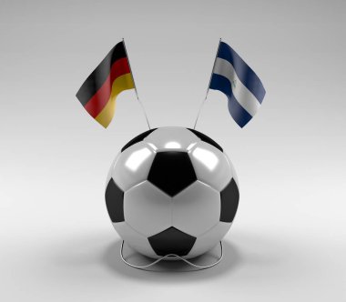 Almanya - Nikaragua Futbol Bayrakları, Beyaz Arkaplan - 3D Render