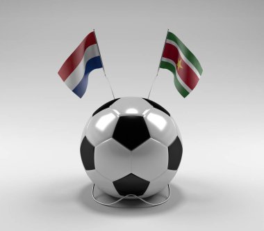 Hollanda - Surinam Futbol Bayrakları, Beyaz Arkaplan - 3D Render