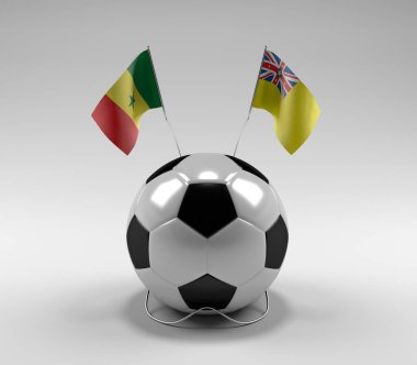 Senegal - Niue Futbol Bayrakları, Beyaz Arkaplan - 3D Render