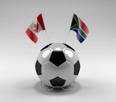 Kanada - Güney Afrika Futbol Bayrakları, Beyaz Arkaplan - 3D Render