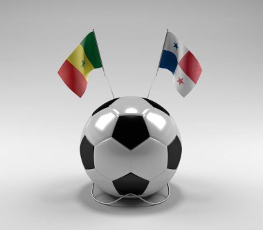 Senegal - Panama Futbol Bayrakları, Beyaz Arkaplan - 3D Render