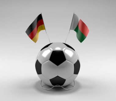 Almanya - Madagaskar Futbol Bayrakları, Beyaz Arkaplan - 3D Render