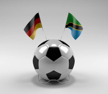 Almanya - Tanzanya Futbol Bayrakları, Beyaz Arkaplan - 3D Render