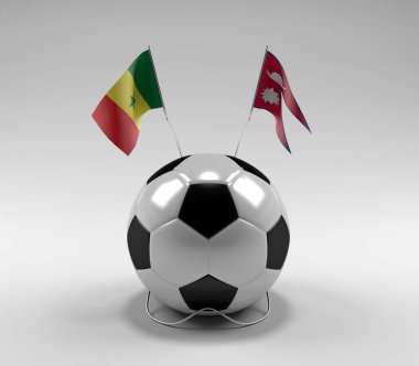 Senegal - Nepal Futbol Bayrakları, Beyaz Arkaplan - 3D Render