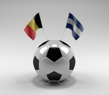 Belçika - Nikaragua Futbol Bayrakları, Beyaz Arkaplan - 3D Render