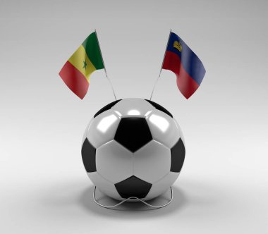 Senegal - Lihtenştayn Futbol Bayrakları, Beyaz Arkaplan - 3D Render
